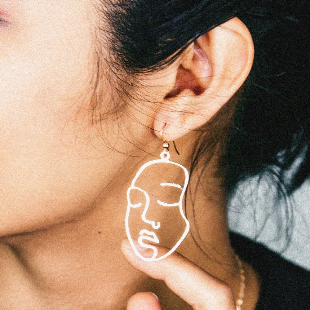 Gold plated 'Beauty Face' Earrings